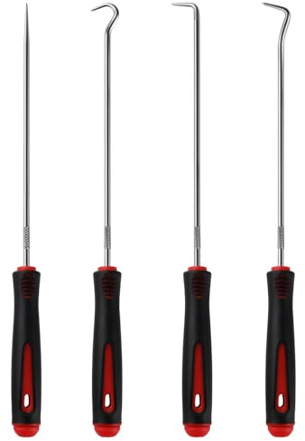 YIXISI 4 PCS 24cm Pick and Hook Set, Car Auto Oil Seal/O-Ring Seal Gasket Pick, Precision Hooks Puller Remover, Precision Pick Tool, for Remove Hoses and Gaskets, Rubber