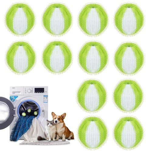 12 Stücke Tierhaarentferner Waschmaschine,Haarentferner Tierhaare,Fusselbälle Waschmaschine,Wiederverwendbar Fusselball Haarfänger für Wäschetrockner und Waschmaschine