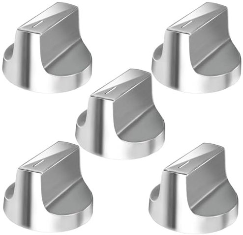 LCKKJHG Gas-Kochknopf Ersatz-Knopf-Baugruppe for Ofenherd-Knöpfe for Knopf-Herd-Knöpfe FüR BacköFen, Gasherd, Herde(Silver 5pcs)