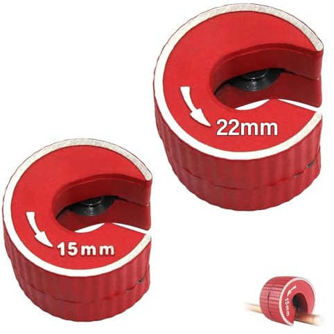 VZU 2PCS Pipe Cutter 15mm and 22mm Copper Pipe Cutter, Tube Cutter Set with 2 Spare Pipe Cutting Wheel Blades, Pipe Slice for Cutting Copper, Brass, PVC, Aluminum(Red)