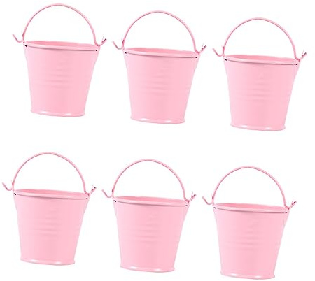 Yardenfun 6 pièces Seau Décoratif Multifonction Rose pour Fleurs et Plantes Pot Fleur Intérieur Extérieur Rangement Bureau et Décoration Maison