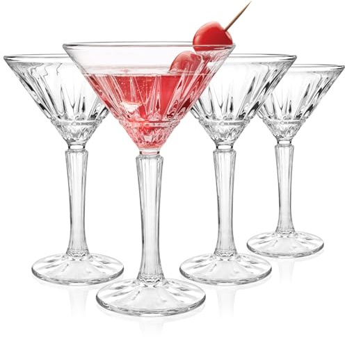 Tequibar Martitni - Juego de 4 vasos de cóctel de cristal de 6 onzas, vaso de martini sin plomo para espresso, cosmopolita, cardán, bar en casa, fiesta