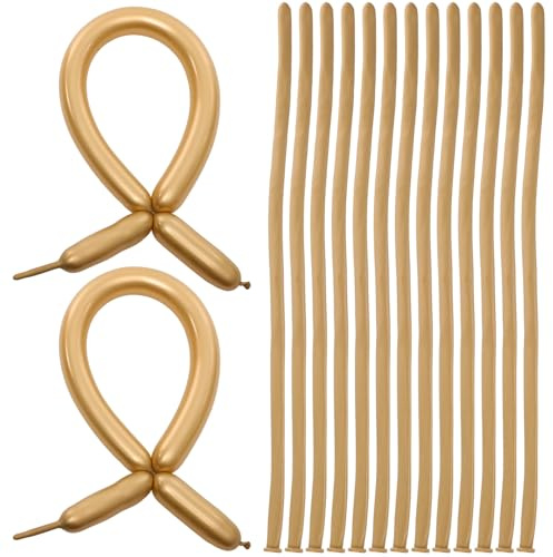 Alipis 100 Palloncini Modellabili Metallici Lunghi 1,8 G Oro, Kit Decorativo per Feste di Compleanno e Matrimoni, Palloncini in Lattice per Creazioni Fai da Te e Decorazione Scenografica