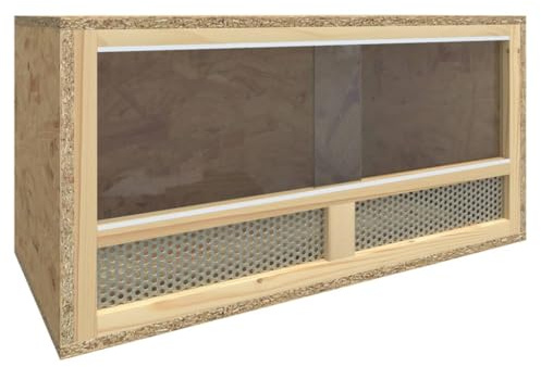 Mhdvray Terrario de 60 x 30 x 30 cm – Recinto para reptiles de madera con ventana de cristal real y ventilación de acero para reptiles y animales pequeños, terrario estable para roedores para montar