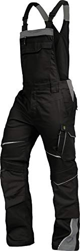 TRIUSO Leib Wächter Flex-Line Herren Latzhose flexibel mit Spandex (schwarz/grau, 62)