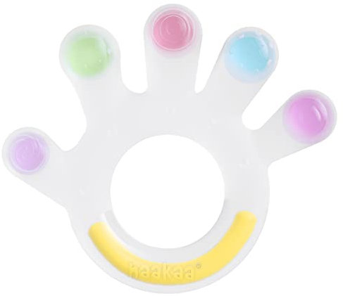 Haakaa Juguetes Dentición Mordedores de Bebé 3+ Meses Mordedor Bebes Refrigerante 100% de Silicona BPA-Gratis, Apariencia Palma de Colores