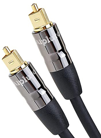 Alpluto Optical Audio Cable (20ft) Digital Fiber Optic Toslink Cables Male to Male 24K Gold Plated Cord Optical Cables for Home Theater, Sound Bar, Playstation, Xbox - Pro Series, TV and More