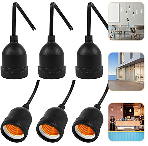 E27 Lamp Holder 6Pcs Waterproof Light Bulb Holder Vintage Bakelite Light Bulb Lamp Holder Length 11cm E27 Screw Light Socket Bulb Lamp Socket for Garden Bedroom Office DIY Light