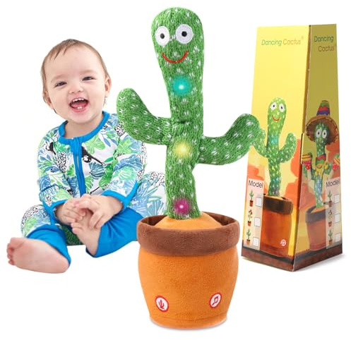 MIAODAM Dancing Cactus, Talking Cactus Baby Toy, Colorful Glowing Repeating Cactus Toy for Baby Toddler, Singing Cactus Toy 10 Pcs Songs Repeats What You Say for Baby Toy Gift Mimicking