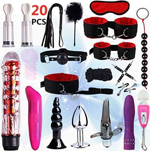 XaiYimee Set Bondage Composto da 22 Pezzi per Coppie, in Nero e Rosso.