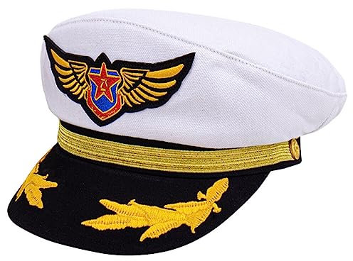 Garneck Marine-Kappe Matrosenmütze Marineblauer Hut Matrosenuniformhut Marine-Admiral-Hut Kapitänsmütze Yacht-matrosenhut Lustige Partyhüte Pilotenmütze Sonnenhut Kind Baumwolle Weiß Junge