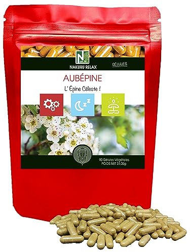 NAKURU | Aubépine | Gamme Relax | Fabriqué en France | L'Épine Blanche! (90 Gélules Végétales de 345mg / Poids Net: 31,05g)