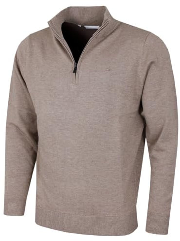 Calvin Klein Herren Heather Half Zip Pullover - Hafermergel - XL