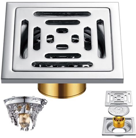 Scarico A Pavimento Anti-Blocco in Acciaio Inox, 100*100mm, Quadrato Per Doccia, Bagno, Balcone, Cucina