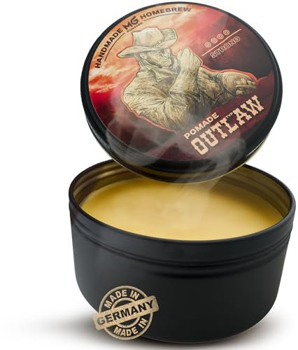 MG Pomade OUTLAW Herren, wasserfest, ölbasierte Haarpomade - Natürliche Wachs-Formulierung für starken Halt - Haar Wax, Frisiercremes & Haarwachs Männer | Bartpomade | Hair Clay | Bart Styling