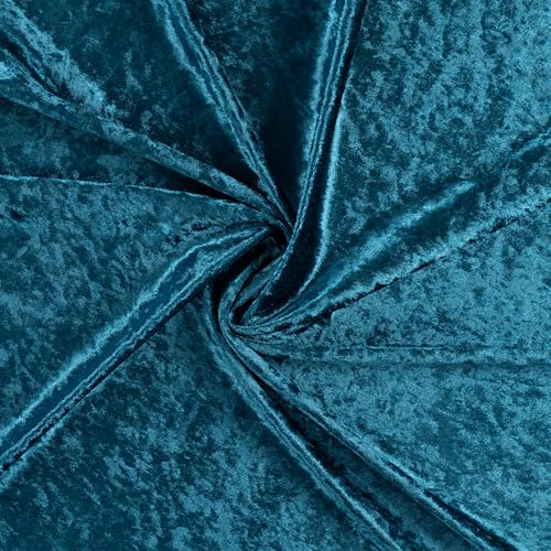 Pannesamt Meterware | 1 Meter | 26 Farben | Brilliant Samt | 145 cm breit | Stoff | Velour (Petrol)