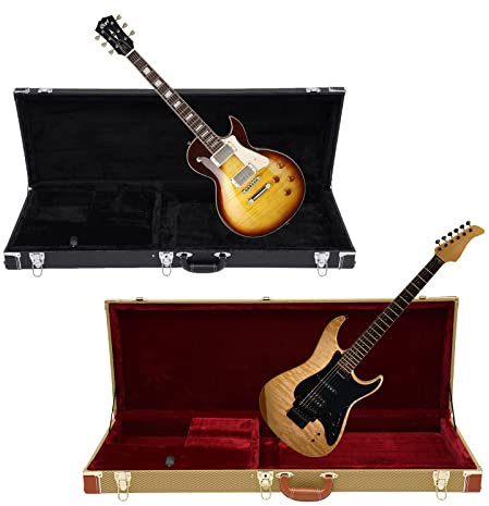 Gitarrfodral elgitarr gitarrväska bärbar elgitarrfodral hårt skal med nyckel och handtag, rektangel hårt skal skyddande bärfodral, för de flesta elgitarrer, svart, Nej