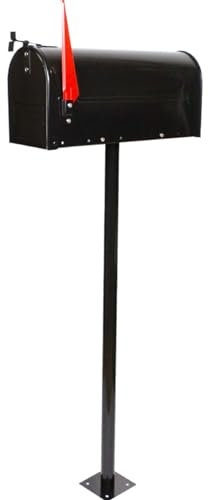 Large Black Weatherproof Tall Mailbox for Outdoor Use American Style Standing Floor Letter Storage Post Box for Townhouse or Garden