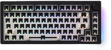 Akko 5075B Kit tastiera meccanica, Gaming DIY Barebones Kit, Bluetooth 5.0/2.4GHz/Wired RGB Barebones Keyboard, VIA programmabile, batteria 4500mAh per Win/Mac (layout USA, nero)