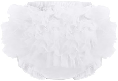 Baby Girl Lace Ruffle Diaper Cover Bloomer for Infant Girls Newborn Cotton Tutu Shorts Briefs Panties White