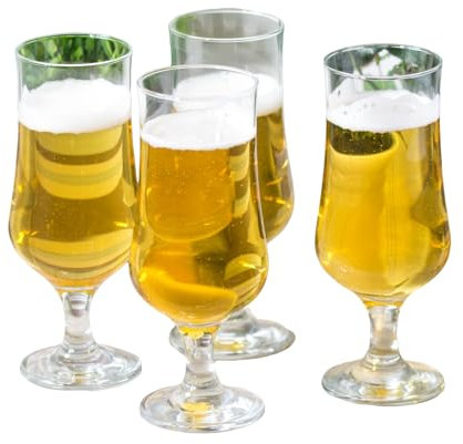Darthome Pack of 4 Tulip Stemmed 35cl Craft Beer Glasses Alcohol Tasting Home Drinking Glass Cups
