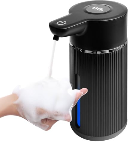 Dispenser di sapone automatico, 420 ml, fissaggio a parete, senza contatto, erogatore di sapone elettrico con 4 livelli regolabili, sensore a infrarossi IPX6 USB, ricaricabile per bagno, cucina