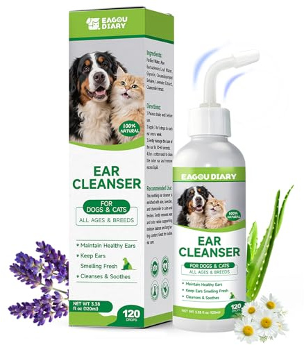 Detergente Auricolare Cani, Rimuove Detriti, Cerume, Odore e Prurito 120ML