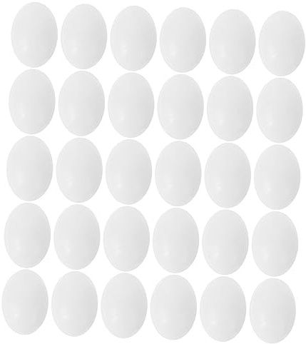 ORFOFE 30 pièces Lot de Œufs de Pigeon Factices Plastique Massif Imitation Réaliste pour Arrêter la Ponte Décoration et Artisanat Polyvalents Accessoires pour Élevage et Protection des