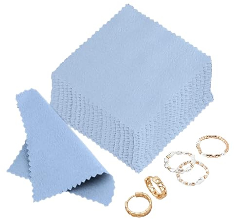 Jewelry Cloth, 50 Piece Cleaner with Soft Texture, Polishing Rags for Shine, Tarnish Remover, Gentle Cleaning Feature, Care Tool, Maintenance Accessory for Gold Platinum Watch Coin 3.14x3.14 Inches