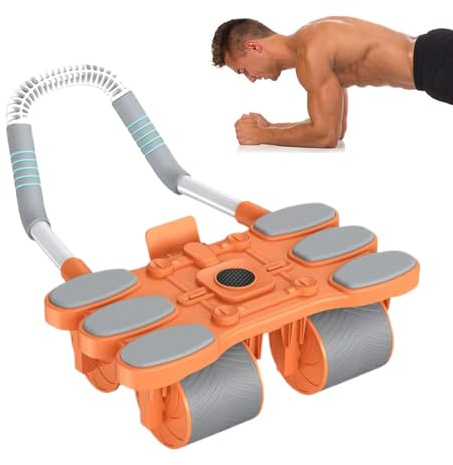 Rueda Abdominal Para Ejercicios - Rodillo Abdominal Cuatro Ruedas con Rebote Automático,Incluye Soporte Rodillas Equipo,Entrenamiento Fuerza Interior Exterior Construcción Músculo Core