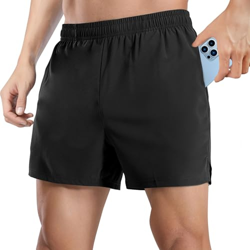 BSBUY Short Sport Homme, Short d'entraînement Homme, Shorts de Course à Pied Séchage Rapide Homme, Bermudas Shorts, Short de Gym Jogging Fitness avec Poches
