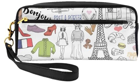 Trousse à crayons avec imprimé Tour Eiffel pour accessoires cosmétiques papeterie toilette compagnon de voyage