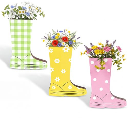 Qunclay 3 Pcs Easter Spring Rain Boots Table Vase Wall Hanging Planters for Indoor Plants Flower Boot Planters Colorful Decor for Table Centerpiece Home Bathroom Bedroom Farmhouse Decoration