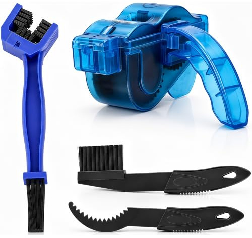 Limpiador de Cadena de Bicicleta, Juego de Limpiador de Cadenas 4 en 1, Cepillo de Limpieza de Cadena de Bicicleta, Adecuado para Todos los Equipos de Limpieza de Cadena de Bicicleta
