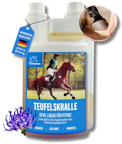 Teufelskralle Pferd 1 L Gelenk Liquid mit Teufelskrallen Pulver hochdosiert & Artischockenextrakt - Komplex Zusatzfutter für Stärkung Bänder Sehnen Gelenke Pferd I Teufelskralle für Pferde flüssig