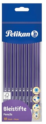 Pelikan 811132 Bleistift mit Radiergummi, HB, Sechskant, 10 Stück