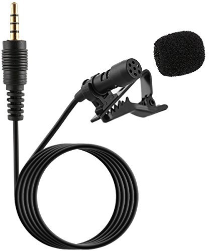 Camidy Clip On Lapel Microphone,Mini Handless Lavalier Mic 3.5mm Jack Wired Omnidirectional Condenser Microphone for Voice Recording