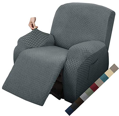 MAXIJIN Funda de Sillón Relax Stretch Funda Sofá 1 Plaza Reversible con Bolsillo Protector de Sofá (Gris)