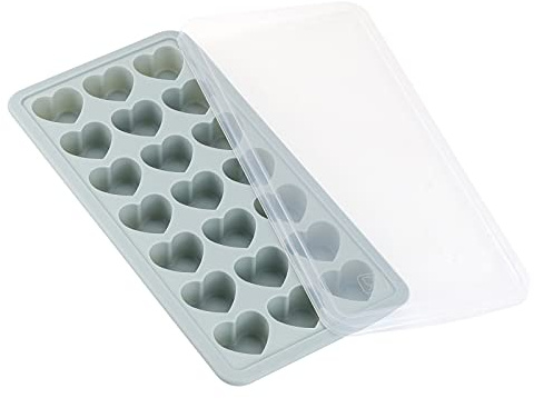 Heart Shaped Ice Cube Trays with Lid, Chocolate Mold, Easy Release Ice Trays, 21-Cavity Silicone Heart Molds for Ice Cubes, Gelatine, Baking and Candy