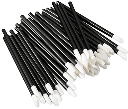 VEGCOO 300PCS Cepillos para Maquillaje de Labios, Pinceles Desechables para Labios, Pinceles de Maquillaje para Labios y Cejas (Negro)