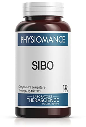PHYSIOMANCE SIBO | Équilibre du microbiote intestinal | 7 bioactifs | Ail Carvi Romarin Safran Gingembre Menthe poivrée | 5 Enzymes | Vitamine B5 | 120 gélules | Laboratoire THERASCIENCE