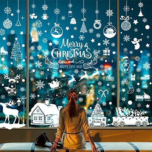 Pegatinas Navidad Ventanas Cristal 236 PCS de PVC Pegatinas Reutilizables Vinilos Navidad Adhesivos para Puertas Cristales Decoracion Navideña para Escaparates Stickers Adhesivos Adornos Navideños