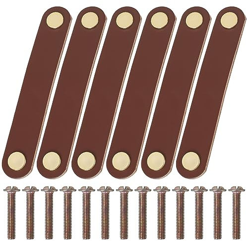 BJBJJIU Maniglie in pelle, 6 maniglie per mobili, in pelle, per cassetti, mobili, mobili da cucina, cassettiere