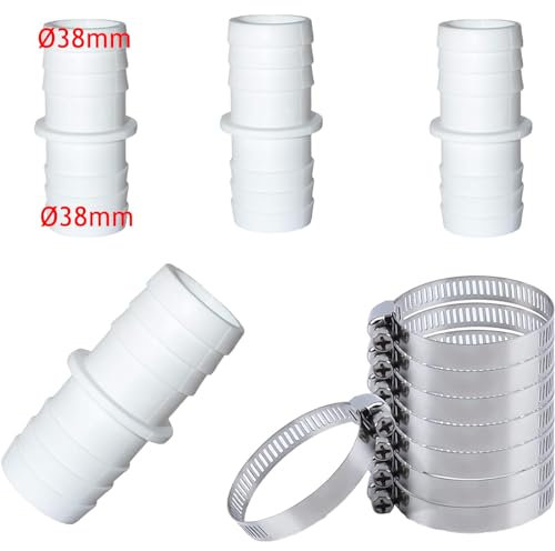 Aoiuenok Manguera Piscina 38mm,Conector Manguera Piscina 38mm,Conector Recto para Piscina,Conector Empalme Manguera 38 Piscina (38CM-38CM)