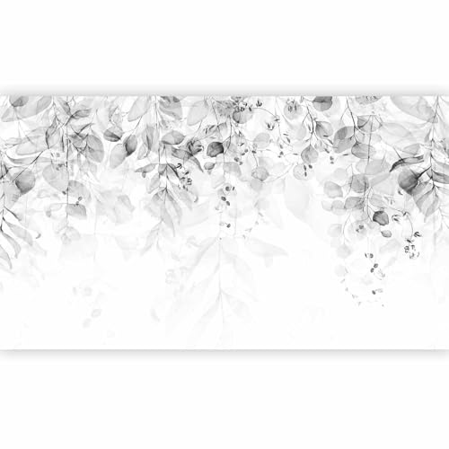 artgeist Premium Wall Mural Leaves 197x110 in - Non-Woven Wallpaper Fleece Wall Decor Photo Print Picture Image Design Ivy Nature Plants Grey Like Painted b-C-0615-a-g