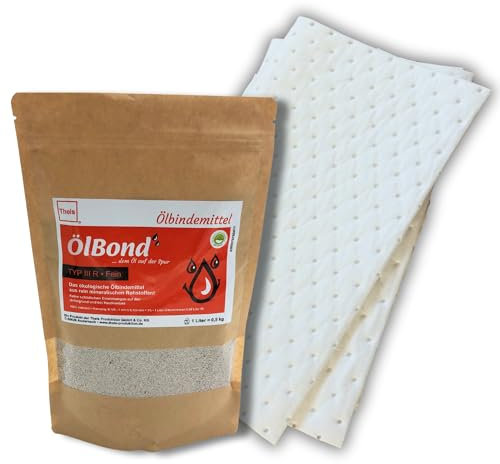 IT`SYOUR+ Ölbindemittel Bundle 1L u. 2,5L in Max/Fein Typ 3 R inkl. 2 Ölsaugtücher Theis ÖlBond stark saugend, rein ökologisch & Geruchsbindend (Fein, 1L)