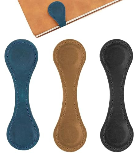 3 Pezzi Segnalibri Magnetici in Pelle, Magnet Bookmark Set, Segnalibro Magnetico Stile Vintage, Segnalibri Personalizzati per Insegnanti Studenti Amanti dei Libri, Lettura di Articoli di Cancelleria