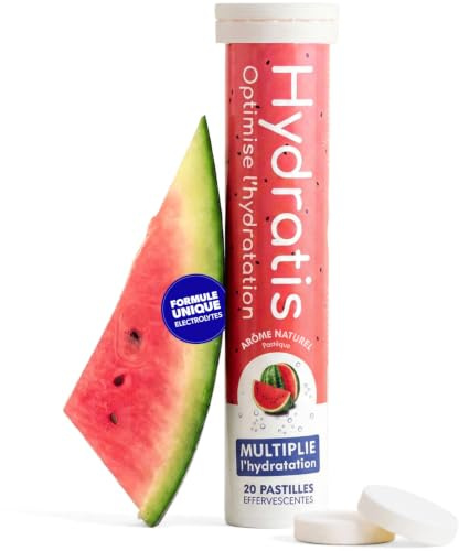 HYDRATIS - 20 Pastilles Hydratation Electrolytes - Pastèque | Améliore l'Hydratation et Favorise l'Énergie - Formule Isotonique - Sport. Récupération. Bien-être