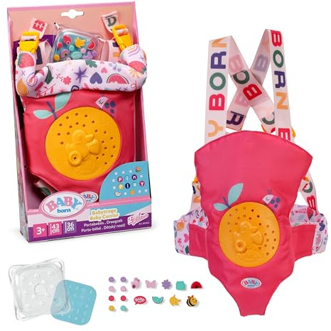 BABY born Marsupio Pin-Play per Bambole da 36 cm e 43 cm – con Cinghie Regolabili e Scatola con Spille Decorative – Accessori di Alta qualità – Adatto dai 3 Anni in su