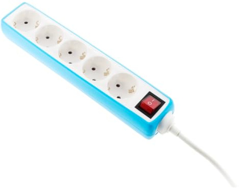 Multiprise 5 Prises Schuko 16A + Interrupteur - Bleu - Zenitech